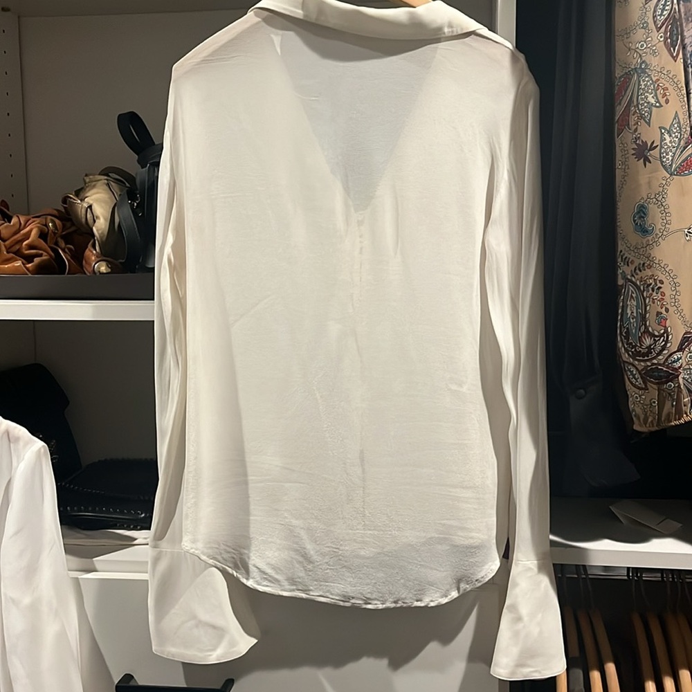 Reformation Jeremiah top blouse button up shirt extra small XS cream gossamer S - Picture 6 of 7